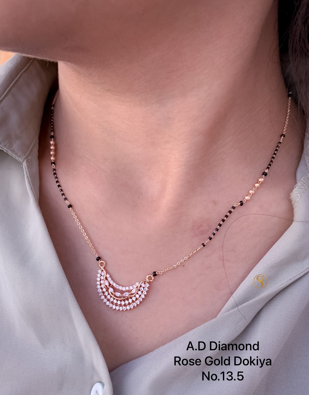 AD Diamond Fancy Rose Gold And Silver Dokiya Mangalsutra 7 Wholesale shop In Surat

